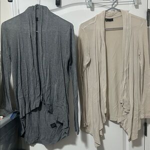 Gray and Cream Open Front Cardigans